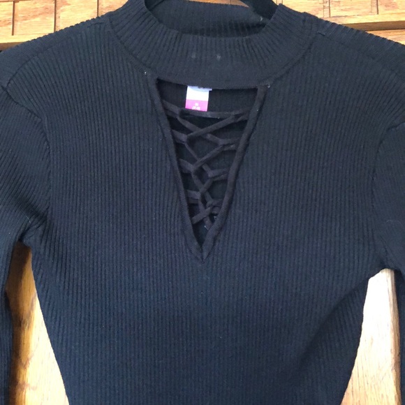 Long Black Lace Up Dress - Picture 2 of 3